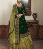 Green Georgette & Net Lehenga & Pant Style Suit
