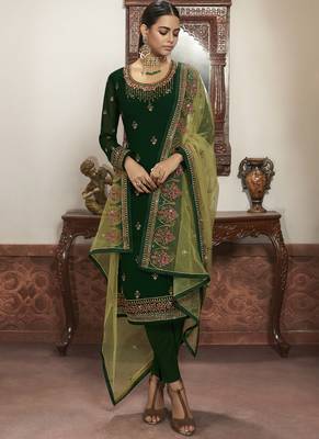 Green Georgette & Net Lehenga & Pant Style Suit 2