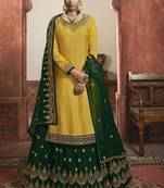 Yellow Satin & Georgette Lehenga & Pant Style Suit