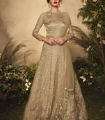 Beige Golden Embroidered Wedding Anarkali Suit