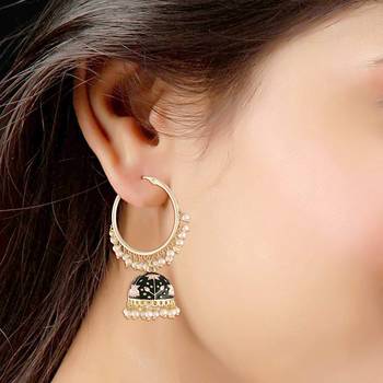Traditional Handcrafted Enamelled Jhumki Earrings for Women/Girls  2