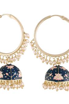  Traditional Handcrafted Enamelled Jhumki Hoop Earrings for Women/Girls (E2915Bl)