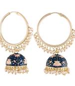 Traditional Handcrafted Enamelled Jhumki Hoop Earrings for Women/Girls (E2915Bl)