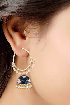  Traditional Handcrafted Enamelled Jhumki Hoop Earrings for Women/Girls (E2915Bl)