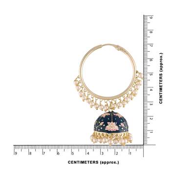  Traditional Handcrafted Enamelled Jhumki Hoop Earrings for Women/Girls (E2915Bl) 3