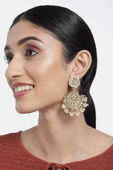 Matt Finish Chandbali Earrings Handcrafted Kundan & Pearl (E2911Pe)