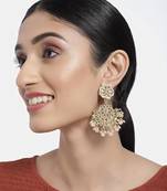 Matt Finish Chandbali Earrings Handcrafted Kundan & Pearl 