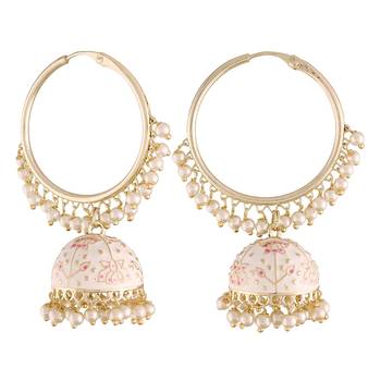 Traditional Handcrafted Enamelled Jhumki Hoop Earrings  2