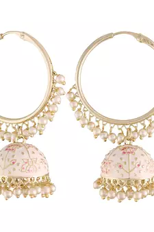 Traditional Handcrafted Enamelled Jhumki Hoop Earrings 
