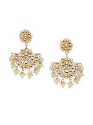 Matt Finish Chandbali Earrings Handcrafted Kundan & Pearl  2