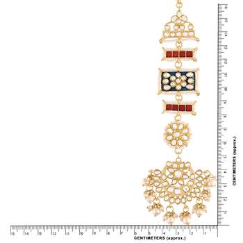 ENAMEL KUNDAN AND PEARL WORK CHANDBALI EARRINGS  5