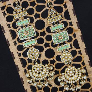 Enamel Kundan and Pearl Work Chandbali Earrings  1