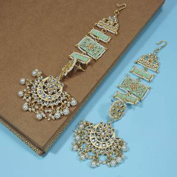 Enamel Kundan and Pearl Work Chandbali Earrings  2