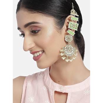 Enamel Kundan and Pearl Work Chandbali Earrings  3