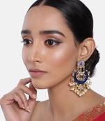 Blue Meena Work Earring Glided With Kundan & Pearls