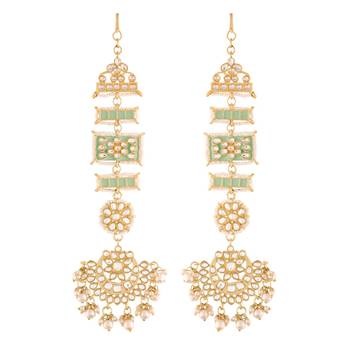 Enamel Kundan and Pearl Work Chandbali Earrings  5