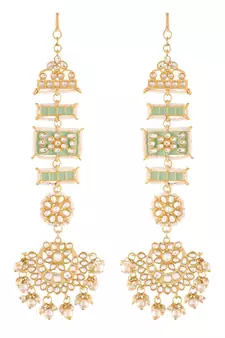 Enamel Kundan and Pearl Work Chandbali Earrings 
