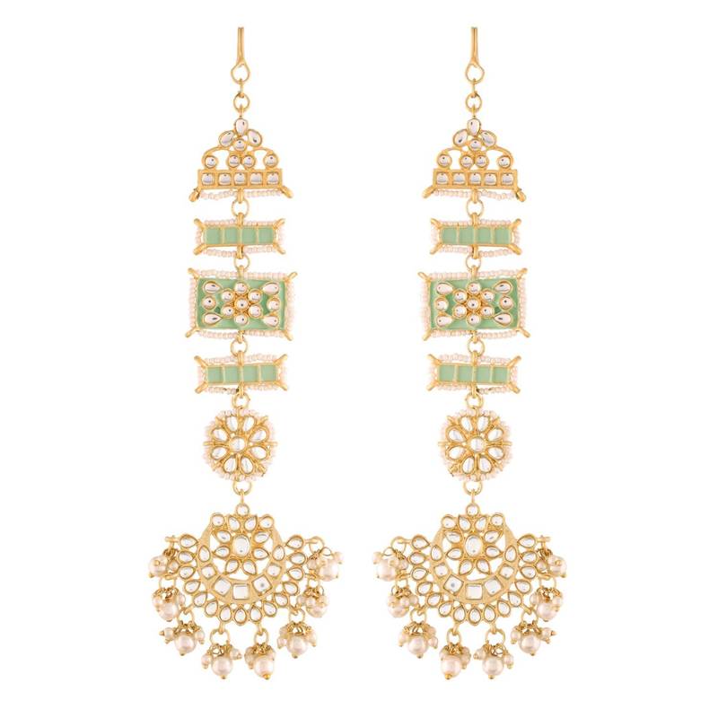 Enamel Kundan and Pearl Work Chandbali Earrings 