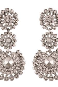 Silver Plated  Traditional CZ Diamond Studded Earrings (E2099ZW)