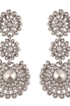 Silver Plated  Traditional CZ Diamond Studded Earrings (E2099ZW)