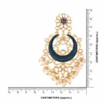 Blue Meena Work Earring Glided With Kundan & Pearls 5