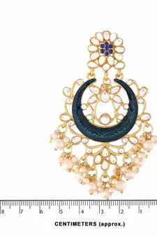 Blue Meena Work Earring Glided With Kundan & Pearls