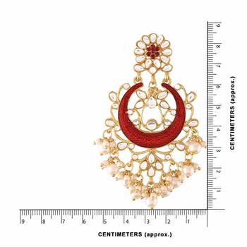 I Jewels Traditional Handcrafted Maroon Meena Work Earring Glided With Kundan & Pearls  5