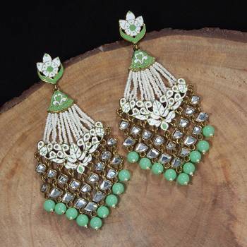 Ethnic Meenakari Dangler Earrings studded with Kundan   1