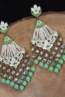 Ethnic Meenakari Dangler Earrings studded with Kundan  (E2792Min)
