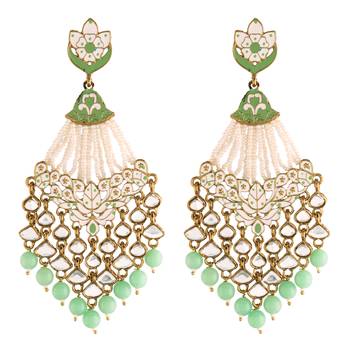 Ethnic Meenakari Dangler Earrings studded with Kundan   2