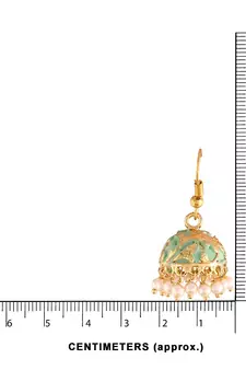 Traditional Handcrafted Meena Work Jhumka Earring Glided with Pearls 