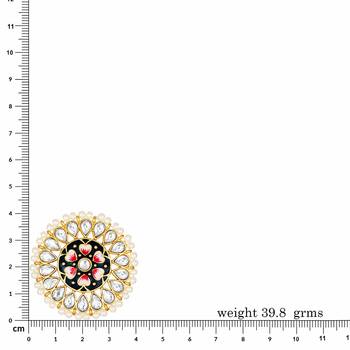 Round Kundan Pearl Meena Work Handcraft Stud Earrings  4