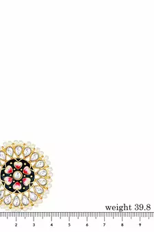 Round Kundan Pearl Meena Work Handcraft Stud Earrings 