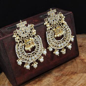 Kundan & Pearl Traditional Handcrafted Earrings (E2793W) 2