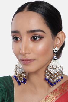 Ethnic Meenakari Dangler Earrings studded with Kundan (E2792Bl)