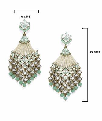 Traditional Handcrafted Meena Work Earring Glided With Kundan & Pearls  4