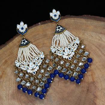 Ethnic Meenakari Dangler Earrings studded with Kundan  2