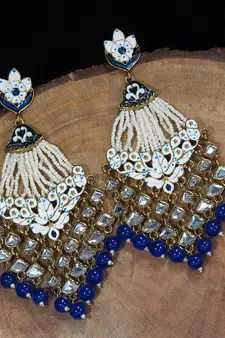 Ethnic Meenakari Dangler Earrings studded with Kundan 