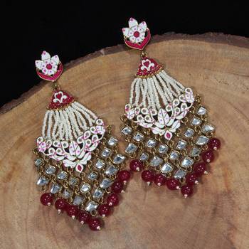 Ethnic Meenakari Dangler Earrings studded with Kundan (E2792M) 1