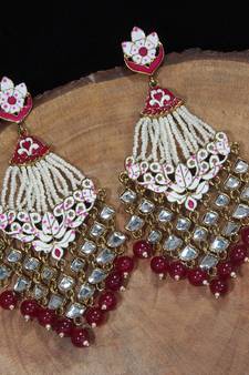 Ethnic Meenakari Dangler Earrings studded with Kundan (E2792M)