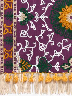 Heavily Woollen Embroidered Purple Khadi Muffler 3