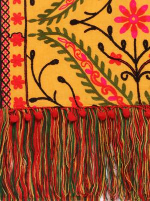 Turmeric Woollen Embroidered Muffler 4