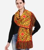 Turmeric Woollen Embroidered Muffler