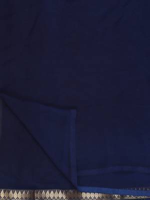 Blue printed georgette saree with blouse 11
