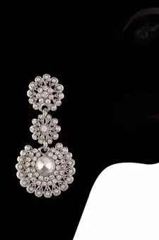 Silver Plated  Traditional CZ Diamond Studded Earrings 