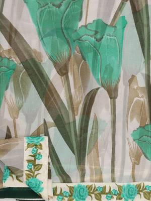 Green printed Georgette saree with blouse 8