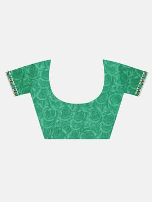 Green printed Georgette saree with blouse 9