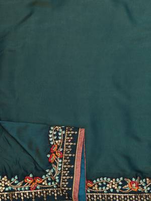 Grey embroidered faux georgette saree with blouse 8