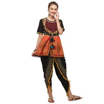 Black long unique khaid kedia with maharano yoke and pants set 4