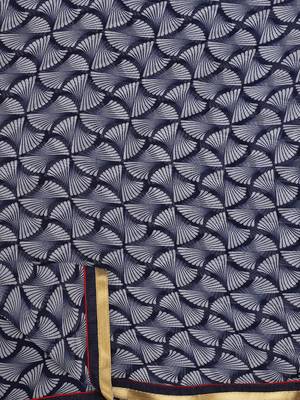 Blue printed georgette saree with blouse 9